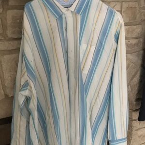 Tommy Bahama Blue and White Striped Shirt Big 3xB